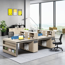 Desk double face to face minimalist modern employee staff creative high cabinet 4 people office table and chairs combination