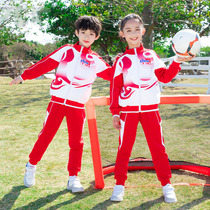 Primary school sports class uniform three-piece Chinese style spring and autumn red suit Kindergarten garden uniform school uniform autumn tide
