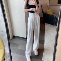 Summer casual wide leg pants Womens thin high waist thin hanging loose mopping pants straight suit pants ins tide