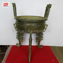 Oceania Museum Volt Tiger Ear Flat Foot Tripod Large Antique Bronze Instrumental Tripod Large Full Model Variety Multi Bronze Pendulum