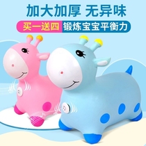 Wooden horse children inflatable rocking horse toy can sit jumping horse thickened plus size king size child rubber baby