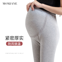  Pregnant womens autumn pants pure cotton pregnancy pajamas worn inside and outside the third trimester plus velvet autumn and winter leggings thick and warm in winter