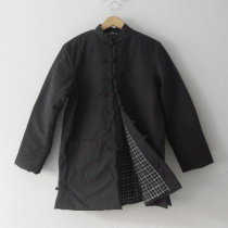 Special clearance retro style coarse cotton cotton clothes men long mens Tang winter coat Chinese button cotton jacket