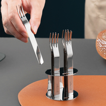 onlycook 304 stainless steel fruit fork set household fork dessert fork cake fork with storage tube base