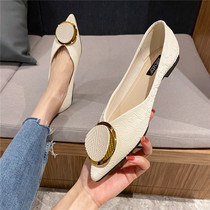 Tide brand flat single shoes womens 2021 summer new Korean fashion pointed doudou shoes metal buckle wild shallow scoop shoes