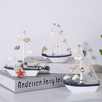 Nordic sailing boat model wooden small ornaments office desktop home childrens room decorations set up ship toys
