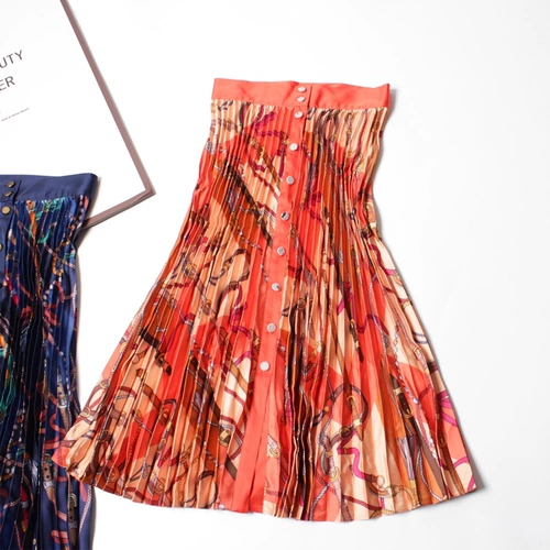 Длинная весенняя элегантная юбка в складку, длинная юбка, высокая талия, средней длины, А-силуэт