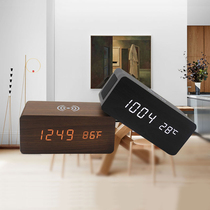 Nordic wooden smart alarm clock 2021 new multifunctional wireless charging Bluetooth speaker student electronic clock