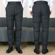 Middle-aged and elderly mens extra-thick down cotton pants in winter high waist father wear silk cotton inner pants
