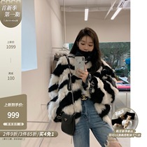 COCO fur‘zebra sister’2021 new imported toka fur one-piece stitching fur jacket womens winter