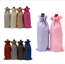  Linen bouquet lipstick wine bag Wedding reception wine bottle cover Red wine bag Environmental protection storage bag Wine portable bag