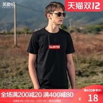 Yinglun 50 smooth double-strand cotton short-sleeved T-shirt mens summer letter print round neck Joker T-shirt
