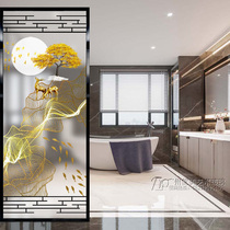 Customized Art Deco glass partition screen living room modern simple light luxury double-sided transparent frosted entrance