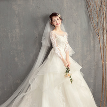 Main wedding dress 2021 New temperament bride high end super fairy tailing French simple high waist size pregnant woman light summer