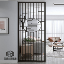 Stainless steel screen custom Chinese partition porch black titanium hollow into the home modern metal carved hotel living room