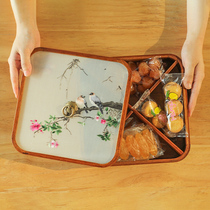 Elegant embroidery set Xiang embroidery New Chinese style dried fruit nut snack embroidery storage box Living room tea table New Years Day gift gift box