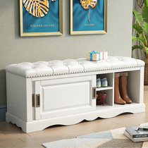 Solid wood changing shoes stool Home doorway Multi-functional sliding door can sit in a minimalist shoe cabinet The whole load of the entrance to the house to wear the shoe stool