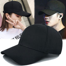 Men's hat men's and women's summer pure black cap Korean version of sun baseball cap women's leisure Joker sunscreen hat