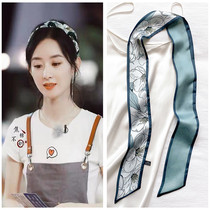 Long small silk scarf womens summer ribbon retro French tie head tied ponytail hair strap bag ribbon belt