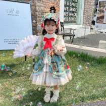 Girls lolita Princess Dress Spring and Autumn New Vintage Palace Style Trunk Skirt Childrens Dress lolita
