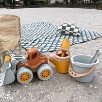 Nordic Danish childrens beach toy suit with sand shovels tool dramatic water digging sand pushing dirt truck thickened and resistant to fall
