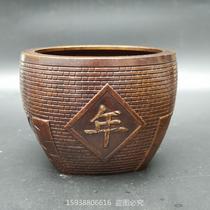 Antique copper antique collection of antique brass copper copper gold annually has Yuyubao basin feng water copper cylinder
