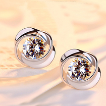 Pt950 platinum stud earrings womens 18K white gold earrings stud earrings lucky clover simple jewelry