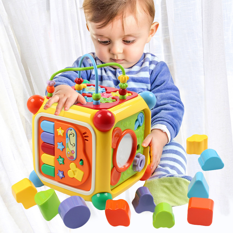 Guyu Wisdom Cube Children's Shape Cognition Matched with Building Block Hexahedron Wisdom House
