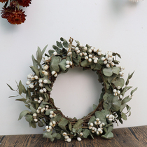 Hipster Mori wreath rattan ring wall hanging wall hanging hanging hanging hanging air dried eucalyptus dry bouquet cotton home decoration