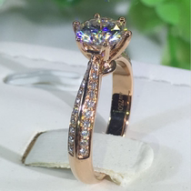 Moissan stone ring female 18K white gold rose gold 1 carat D color simulation diamond ring couple jewelry luxury wedding ring female
