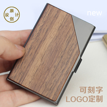 Original wooden exquisite high-grade business card box Mens personality creative fashion card holder Womens high-end large capacity