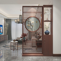 New Chinese-style screen hollow partition decoration into the home barrier porch living room wooden grille shelf integrated screen Cabinet