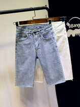Korean denim five-point pants womens summer 2021 new high waist stretch shorts Hong Kong taste tight net red riding pants