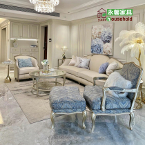 American light extravagant solid wood leather art sofa modern minimalist living-room high-end fashion custom furniture cream wind small family