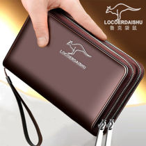 Ruk Kangaroo Mens Wallet Mens Wallet Mens Mobile Phone Bag handbags Hand Grip Bag Mens Multi-Clamping Zipper Long Bag