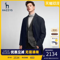 Hazzys Haggis winter mens long woolen coat Korean version casual warm jacket mens trend mens clothing