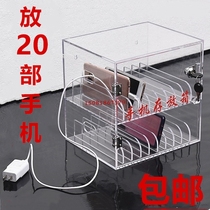 Mobile phone custody box transparent with lock phone storage box container box Acrylic phone cabinet charging wall hanging box