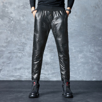 Autumn and winter new mens down pants glossy windproof waterproof thick trousers warm casual winter clothes cold pants