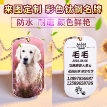 Dog card identity card custom dog necklace Teddy gold dog bell necklace cat brand inscription pet anti - drop card