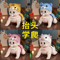Baby looks up to practice toys baby learn to crawl guide crawling toddlers will move 6 months training 7 doll artifact four