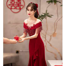 Small Subfish Tailgate Toast Bride Summer Engagement Wedding Evening Gown Wedding Gown Superior Design Sensation Back Door Wine Red Color
