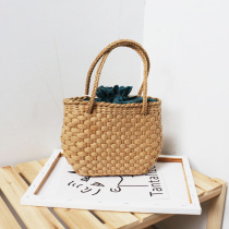 2021 New Green Wave point beam mouth woven straw bag beach holiday small bag womens Hand bag