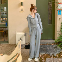 Sportswear Suit Womens Spring Autumn Season 2022 New Fashion Foreign Pistachio Red Fried Street Grey Casual Sweatshirt Two Sets