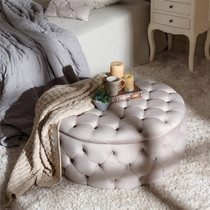 Nordic light and luxurious velvet cloakroom rice grey changing shoes stool bedroom containing storage stool living-room round pedalling sofa