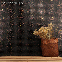 Retro Black Gold Stars gold foil glass mosaic tile bathroom kitchen dining room living room balcony wall tiles