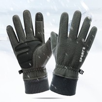 Winter warm gloves polar fleece thickened windproof and water-repellent plus fleece gloves outdoor riding sports gloves