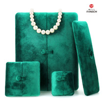 Ultra-soft ring box jin si rong snap two-button jewelry box dark green dui jie he er ding he pearl necklace box