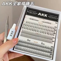 AKK False Eyelash Female Grafting Natural Fairy Hair A- Tail Barbie Sandwich Single Cluster Root Grafting Simulation Self-adhesive