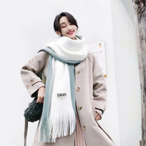 New scarf womens winter wool Joker cotton and linen feel long big shawl warm Korean long scarf