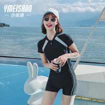 Yimeishan sports swimsuit womens summer conservative one-piece cover belly thin student professional flat angle swimsuit 2021 new